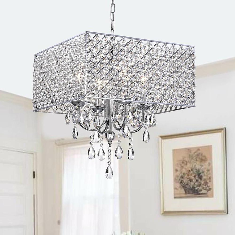 Square Electroplated Metal LED Pendant Chandelier - Nordic Design Light