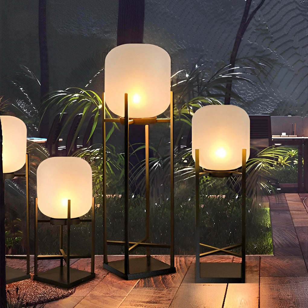Outdoor LED Metal Floor Lamp - Standing Light Lantern for Patios, Gardens, and Decks