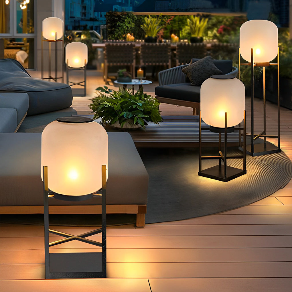 Outdoor LED Metal Floor Lamp - Standing Light Lantern for Patios, Gardens, and Decks