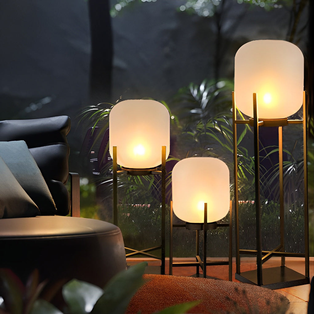 Outdoor LED Metal Floor Lamp - Standing Light Lantern for Patios, Gardens, and Decks