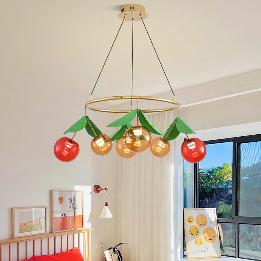 Glass Bulb Chandelier Nordic Cherry LED Art Decor