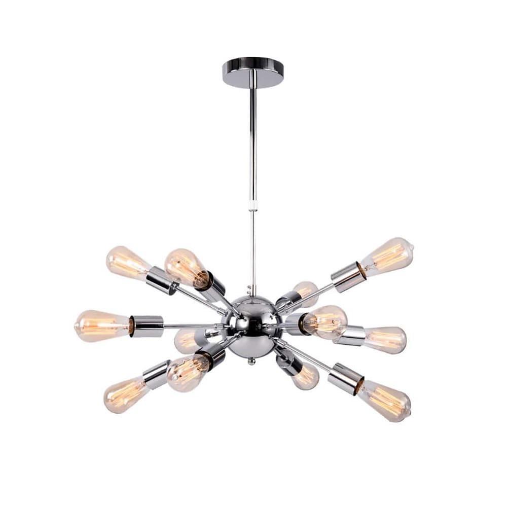 Modern Silver Sputnik Chandelier with 12 Bulbs for Dining Room & Kitchen