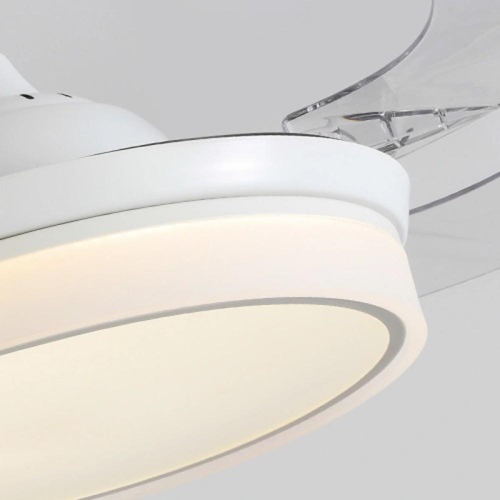 15/19 23-In LED Retractable Ceiling Fan with Light - 4 Blades, White Design