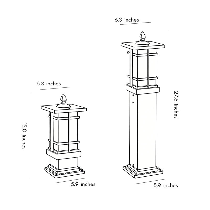 Vintage Garden Bollard Light - Black Pavilion Outdoor Lighting