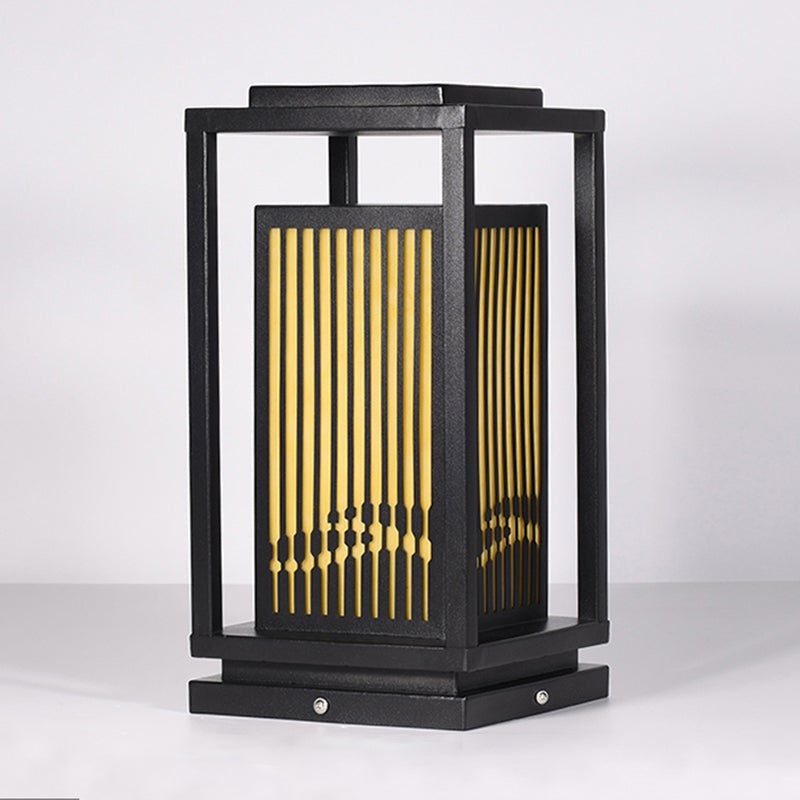 Garden Bollard Lights Modern Black Striped Outdoor Lamp