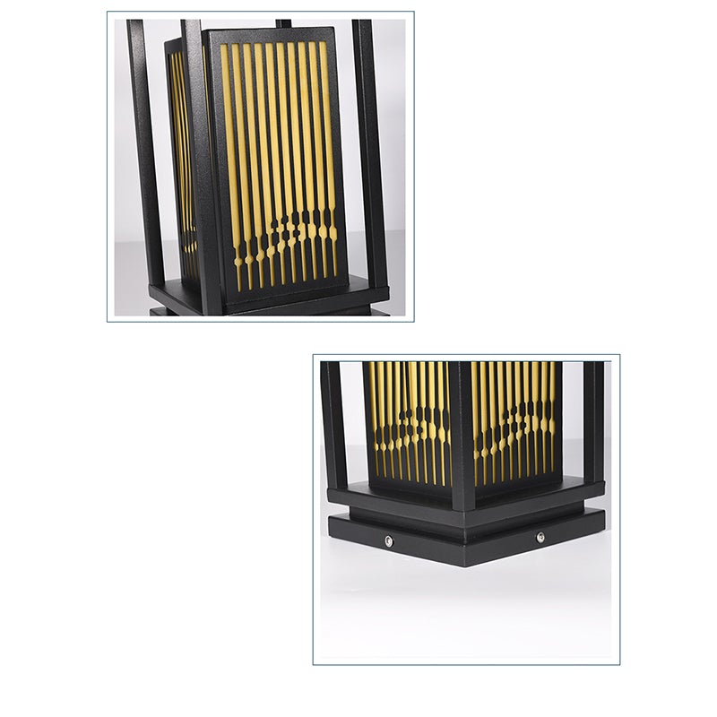 Garden Bollard Lights Modern Black Striped Outdoor Lamp