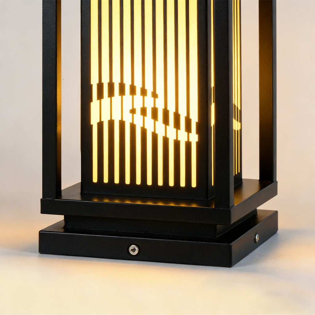 Garden Bollard Lights Modern Black Striped Outdoor Lamp
