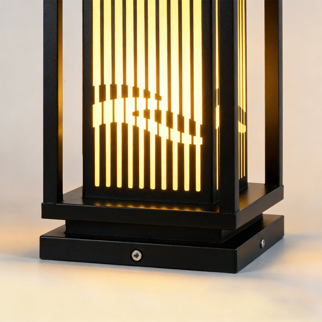 Garden Bollard Lights Modern Black Striped Outdoor Lamp