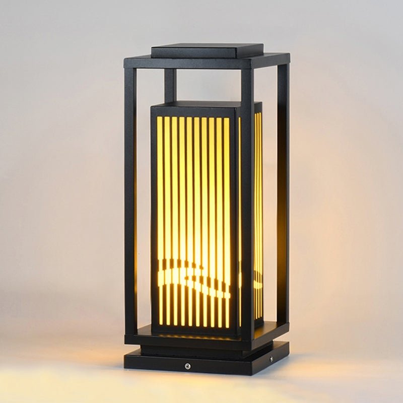 Garden Bollard Lights Modern Black Striped Outdoor Lamp