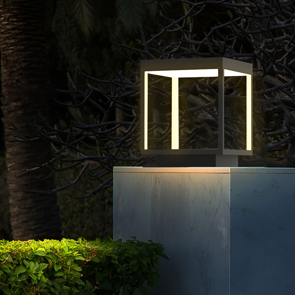Concrete Pillar LED Light - Modern Open-Frame Square Design