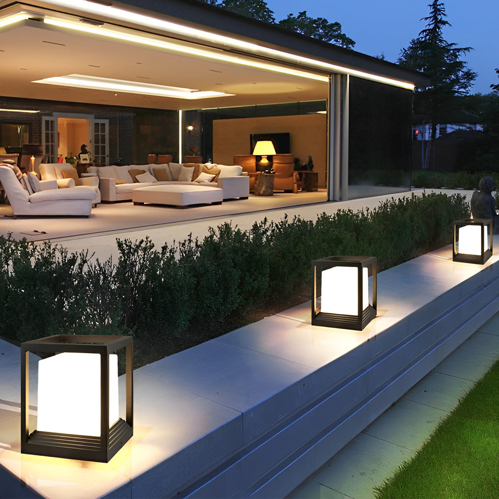 Minimalist Square Waterproof LED Garden Pedestal Light