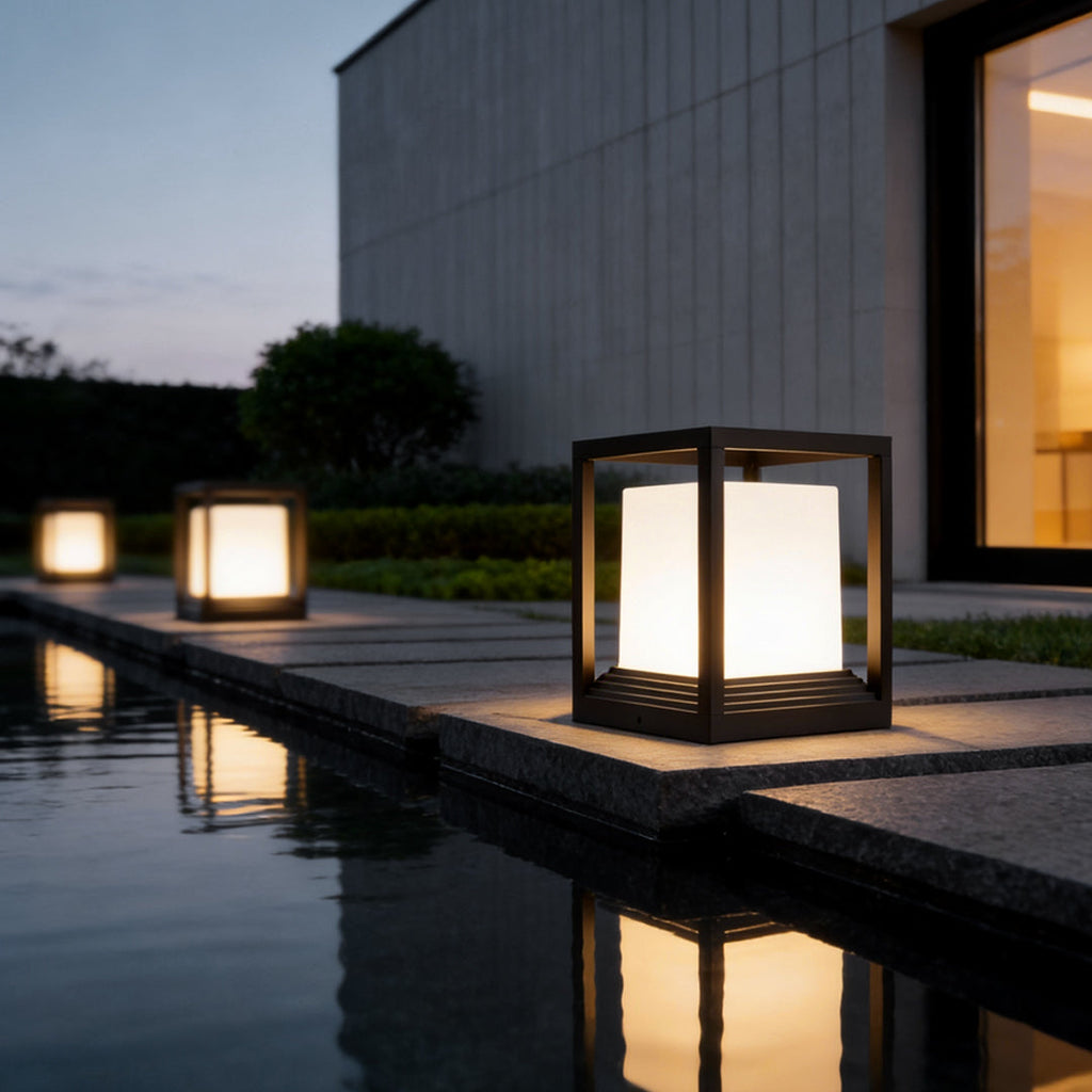 Minimalist Square Waterproof LED Garden Pedestal Light