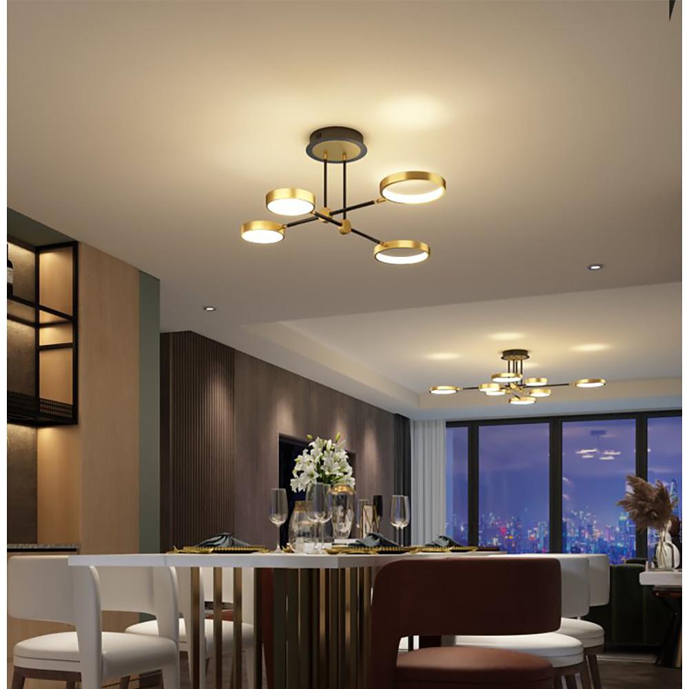 Circular 8-Light LED Nordic Flush Mount Ceiling Chandelier