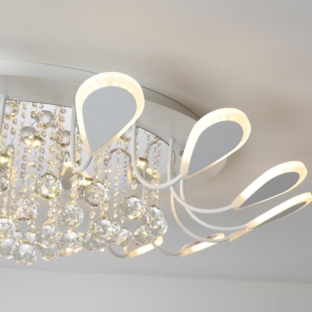 Flower-Shaped Dimmable LED Crystal Ceiling Light - Modern Flush Mount Fixture