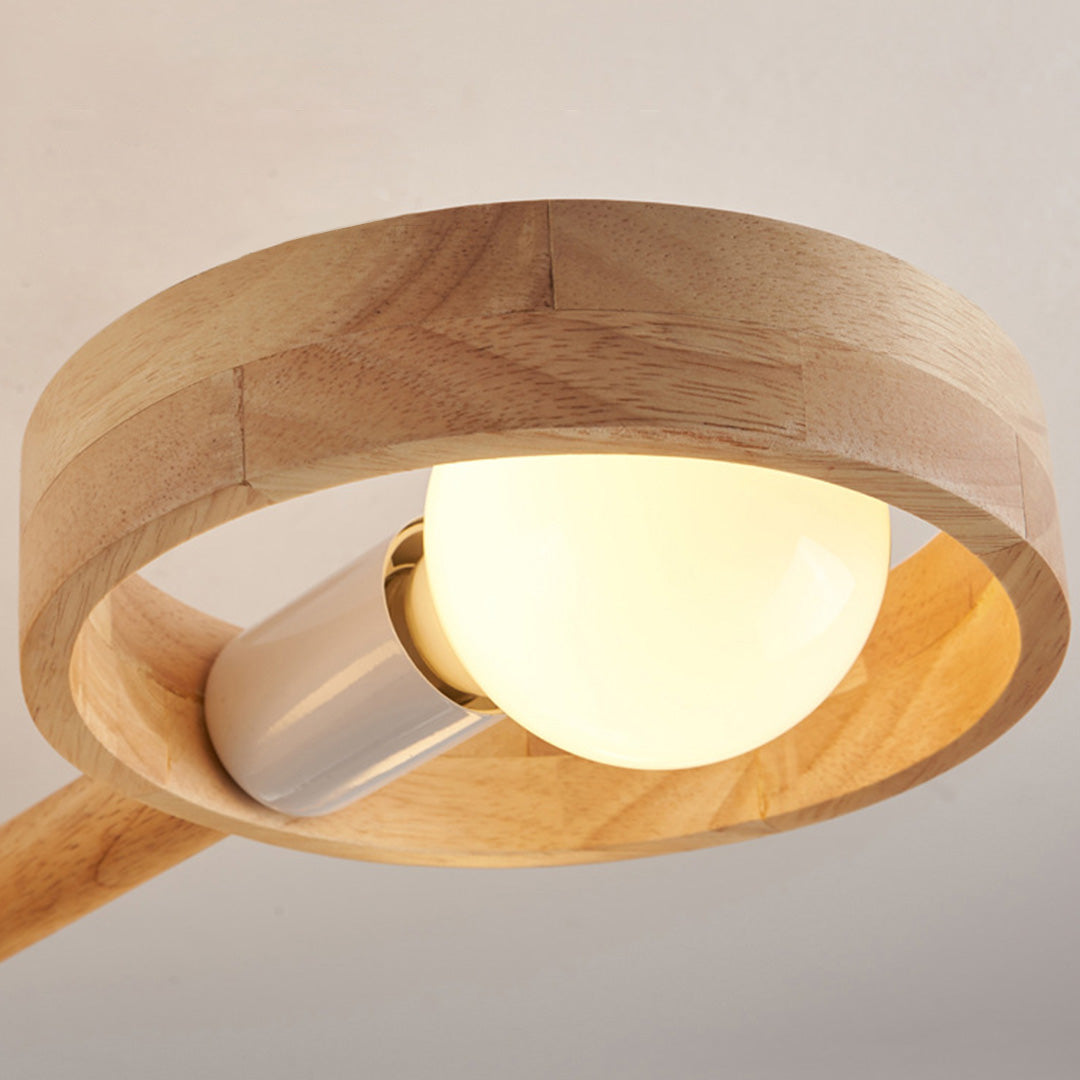 Scandinavian Wooden Chandelier Rubberwood LED Light
