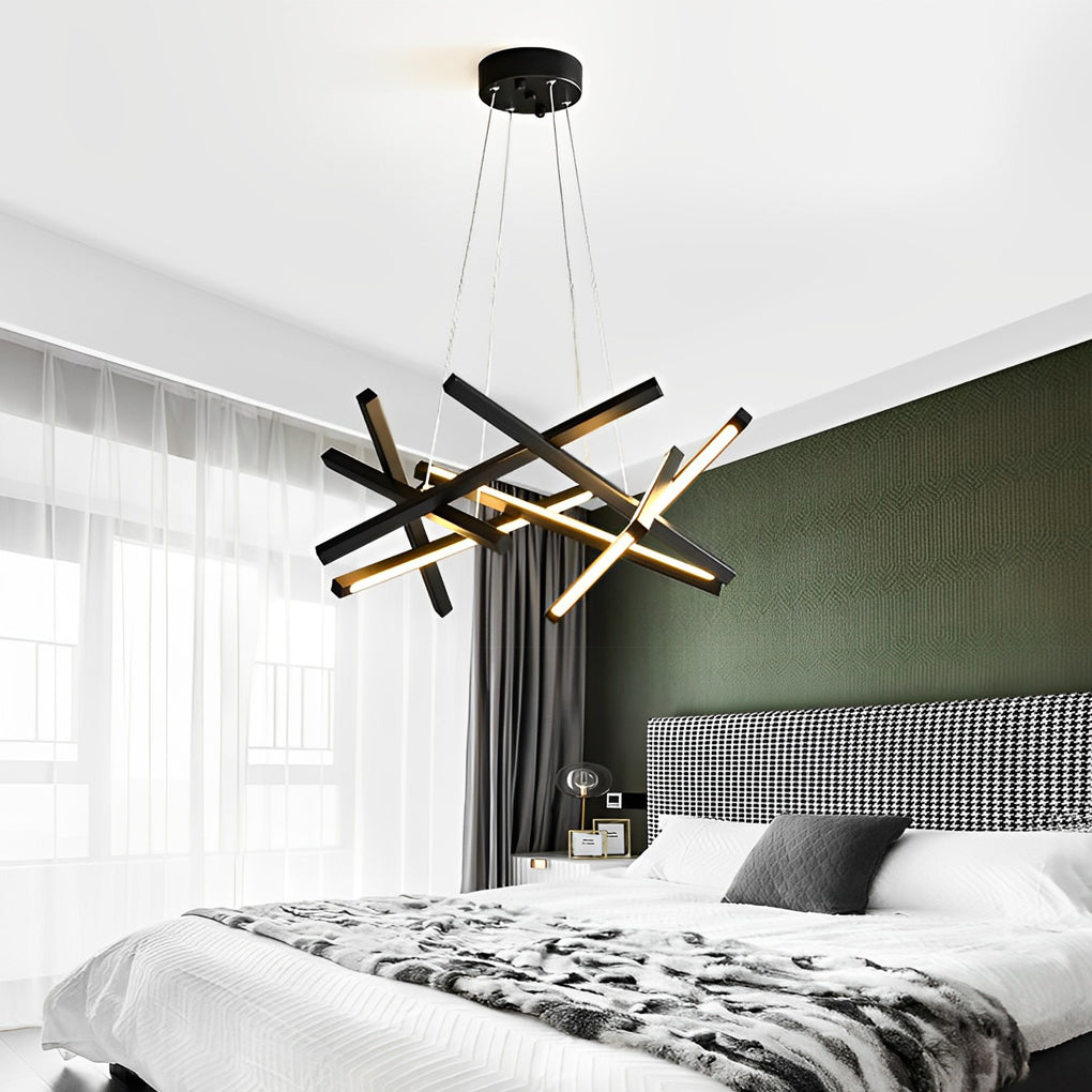 Geometric LED Satellite Cross Chandelier - Modern Ceiling Light Fixture