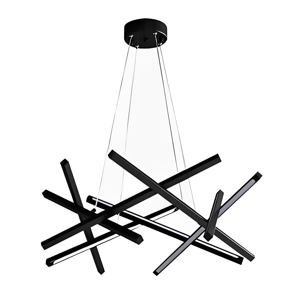 Geometric LED Satellite Cross Chandelier - Modern Ceiling Light Fixture