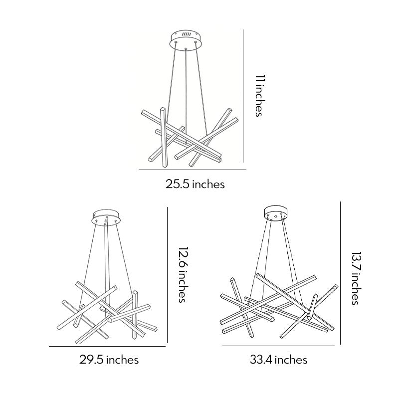 Geometric LED Satellite Cross Chandelier - Modern Ceiling Light Fixture