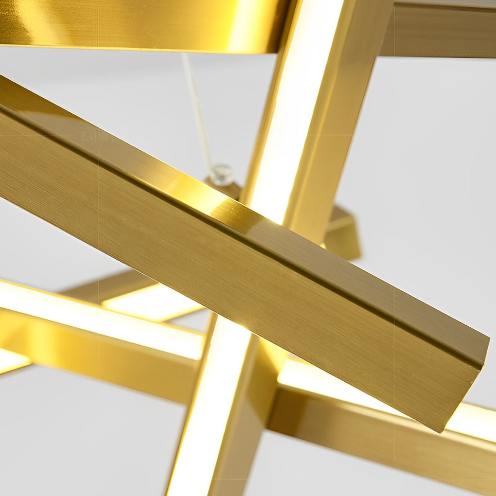 Geometric LED Satellite Cross Chandelier - Modern Ceiling Light Fixture