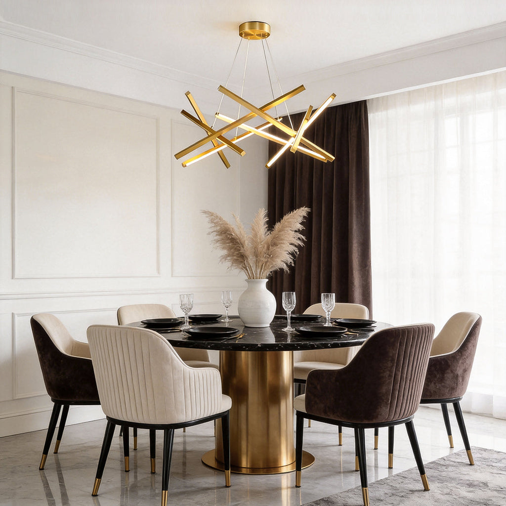 Geometric LED Satellite Cross Chandelier - Modern Ceiling Light Fixture