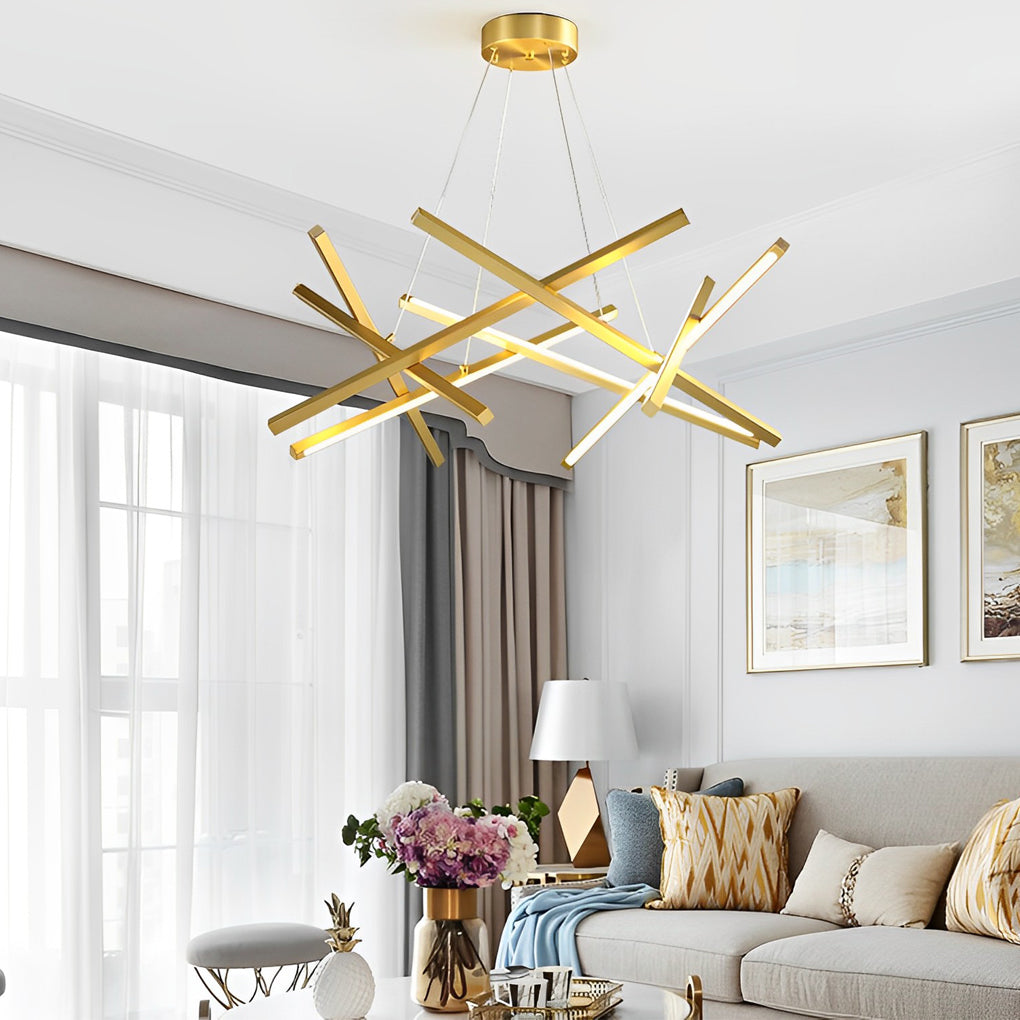 Geometric LED Satellite Cross Chandelier - Modern Ceiling Light Fixture