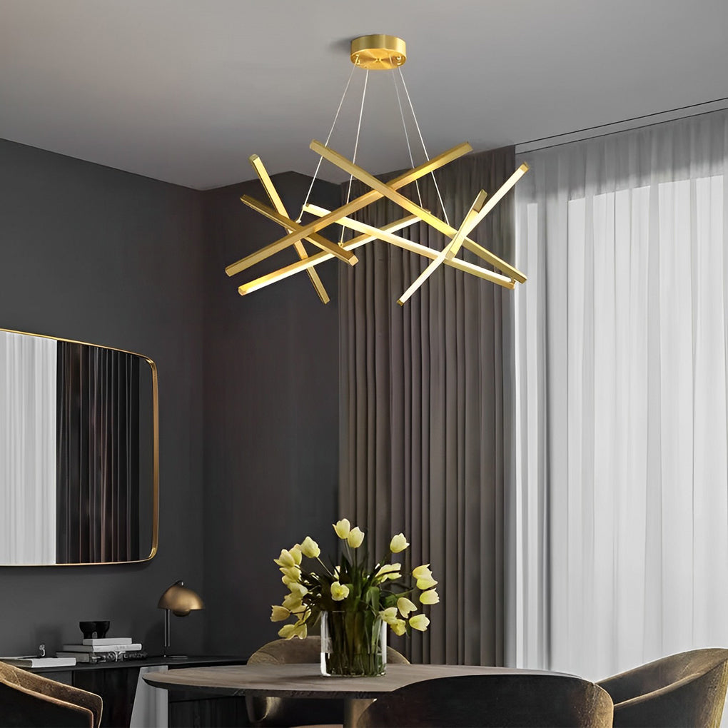 Geometric LED Satellite Cross Chandelier - Modern Ceiling Light Fixture