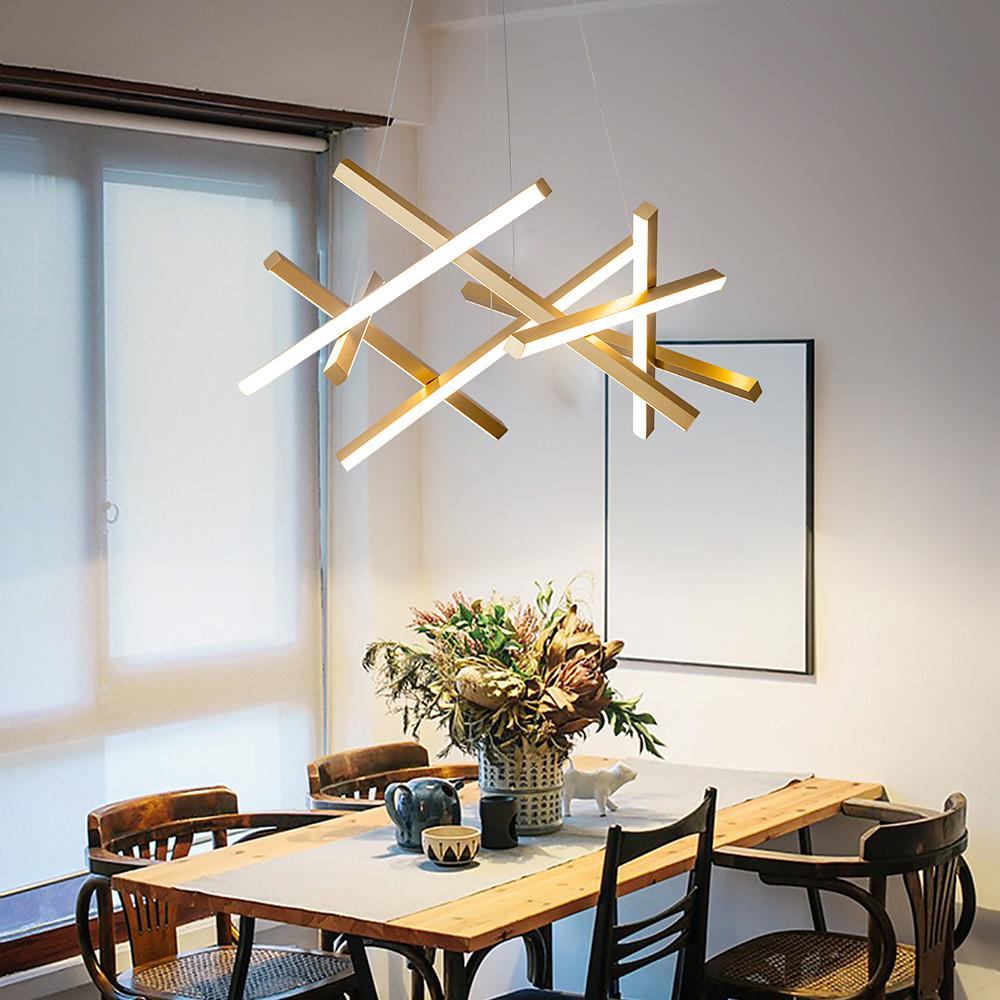 Geometric LED Satellite Cross Chandelier - Modern Ceiling Light Fixture