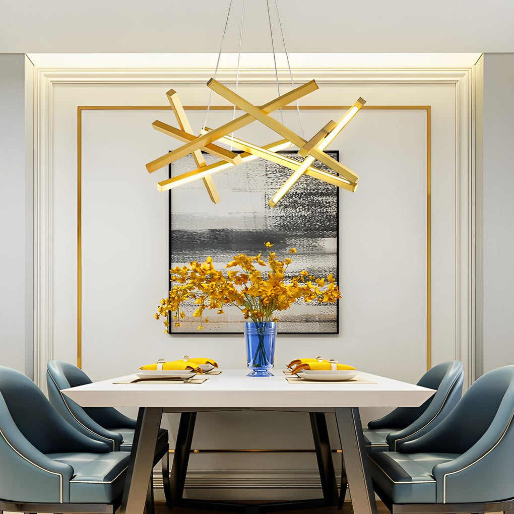 Geometric LED Satellite Cross Chandelier - Modern Ceiling Light Fixture