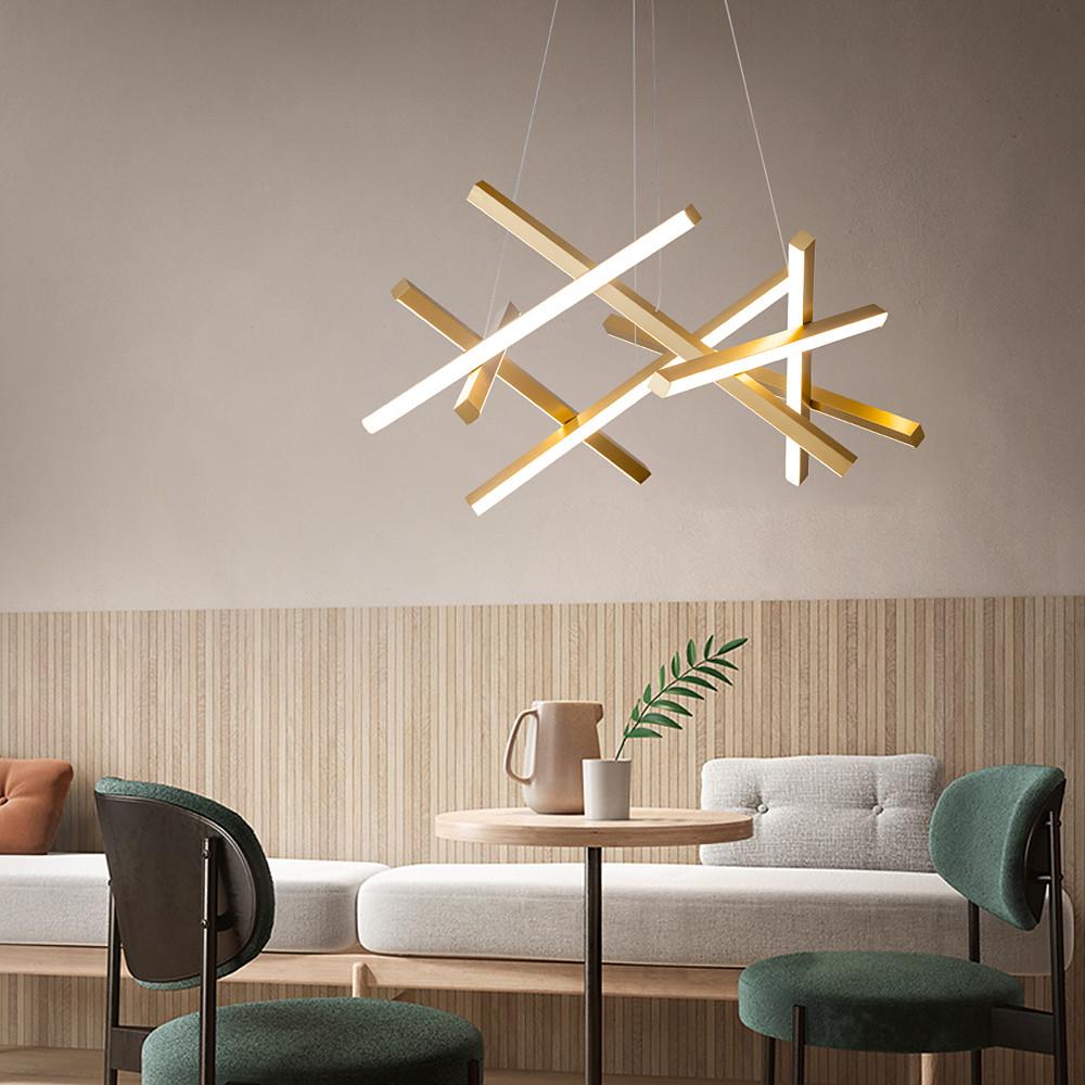 Geometric LED Satellite Cross Chandelier - Modern Ceiling Light Fixture