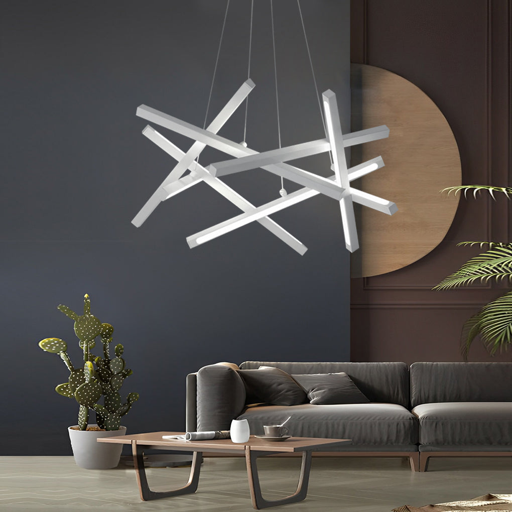 Geometric LED Satellite Cross Chandelier - Modern Ceiling Light Fixture