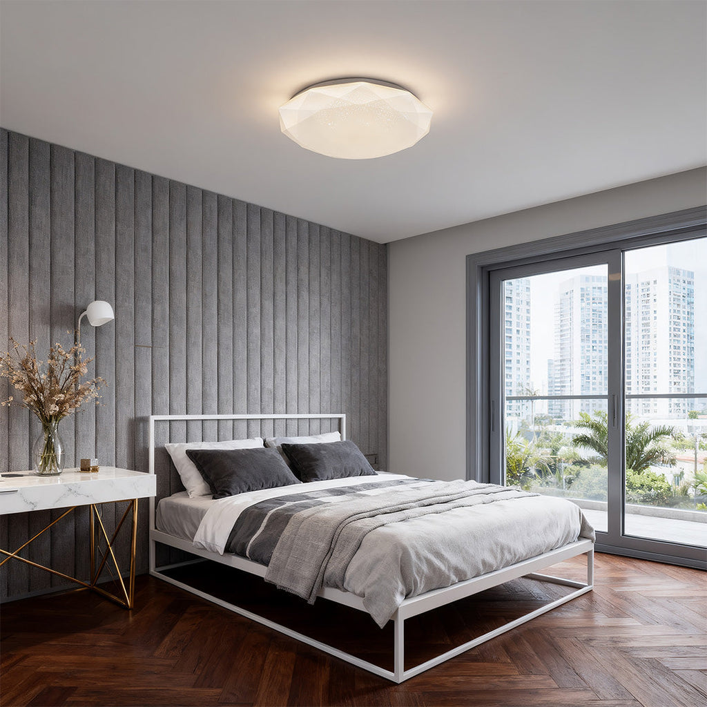 Geometric Flush Mount Ceiling Light - White Star Lamp for Full-Sky Ambiance
