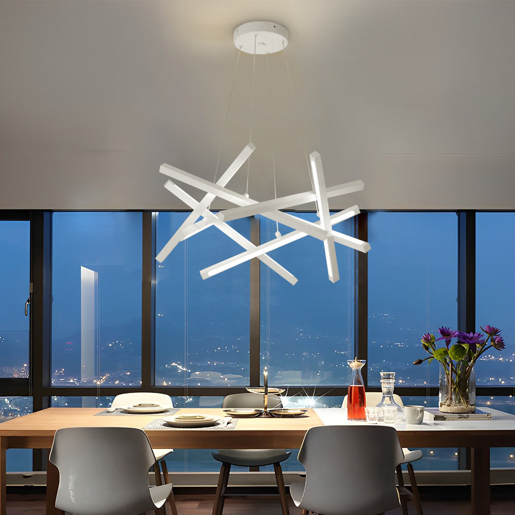Geometric LED Satellite Cross Chandelier - Modern Ceiling Light Fixture