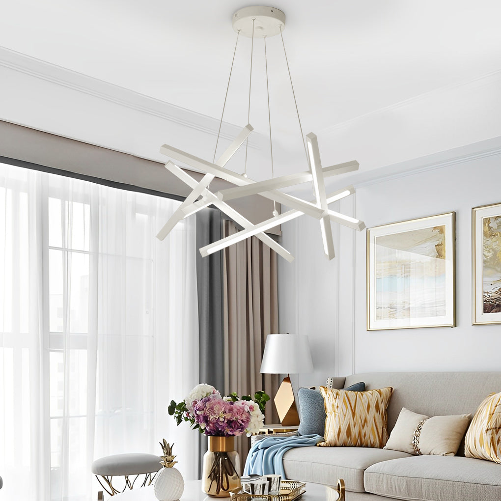 Geometric LED Satellite Cross Chandelier - Modern Ceiling Light Fixture