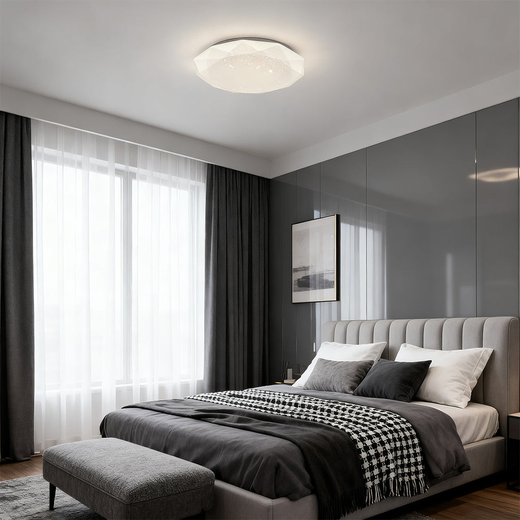 Geometric Flush Mount Ceiling Light - White Star Lamp for Full-Sky Ambiance