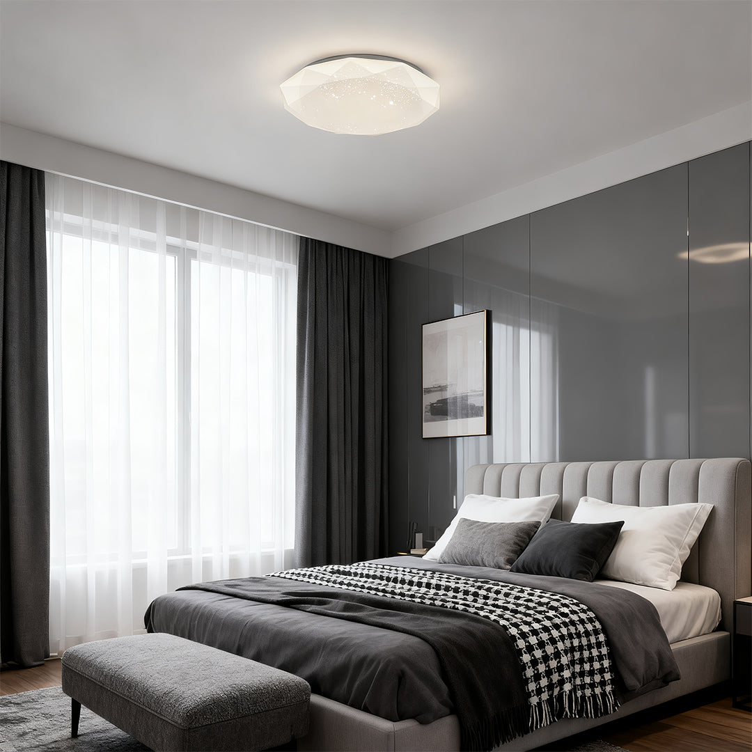 Geometric Flush Mount Ceiling Light - White Star Lamp for Full-Sky Ambiance