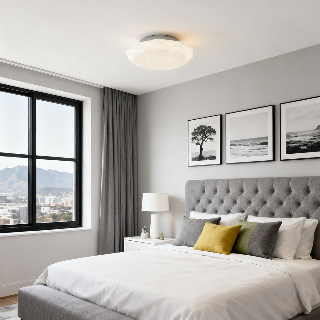 Geometric Flush Mount Ceiling Light - White Star Lamp for Full-Sky Ambiance