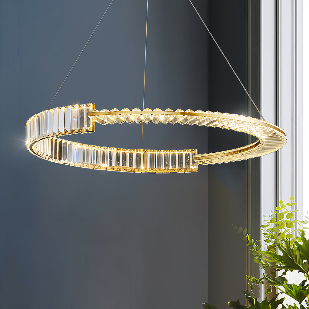 Gold Crystal Chandelier Dimmable LED Modern Ceiling Light