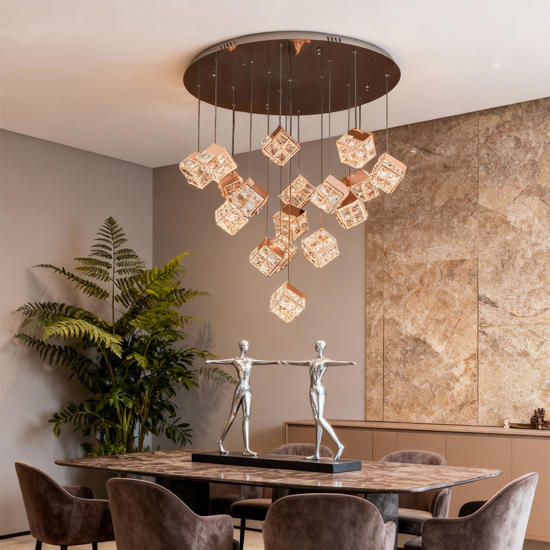 Luxury Crystal Chandelier Rubik's Cube Ceiling Light