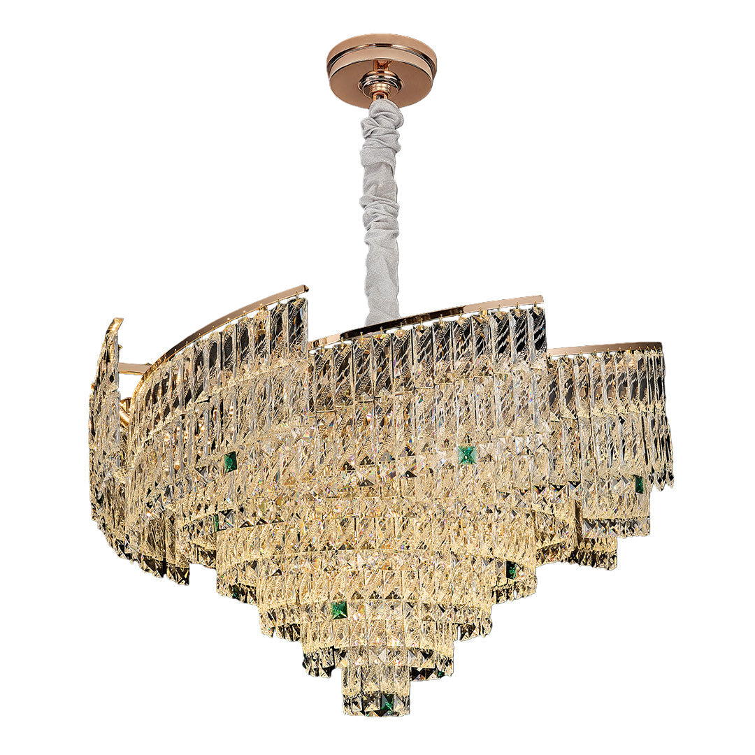 Crystal Pendant Chandelier | Luxury Carbon Steel Ceiling Light