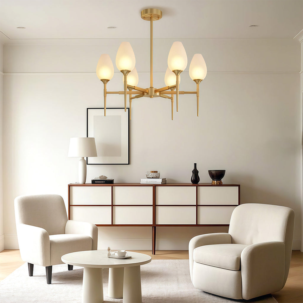 Modern Brass Glass Chandelier Luxury Ceiling Light Minimalist Design