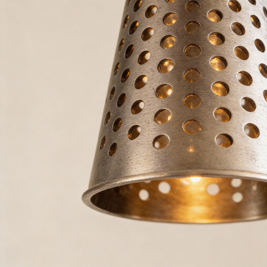 Glass Ball Pendant Light - Perforated Metal Cone Ceiling Fixture, Chic Modern Lighting