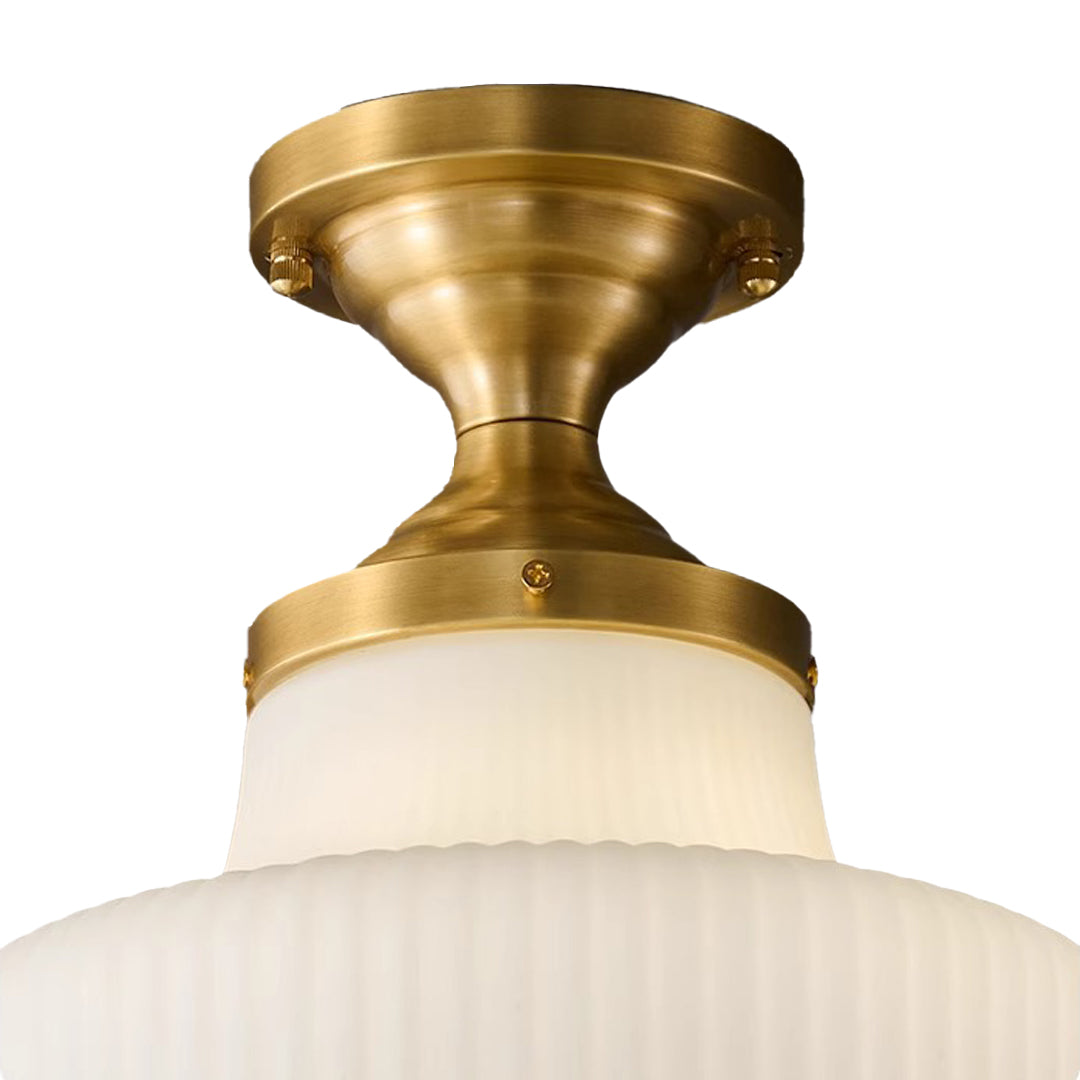 French Vintage Metal Flush Mount Light Fixture – Glass Ceiling Lighting