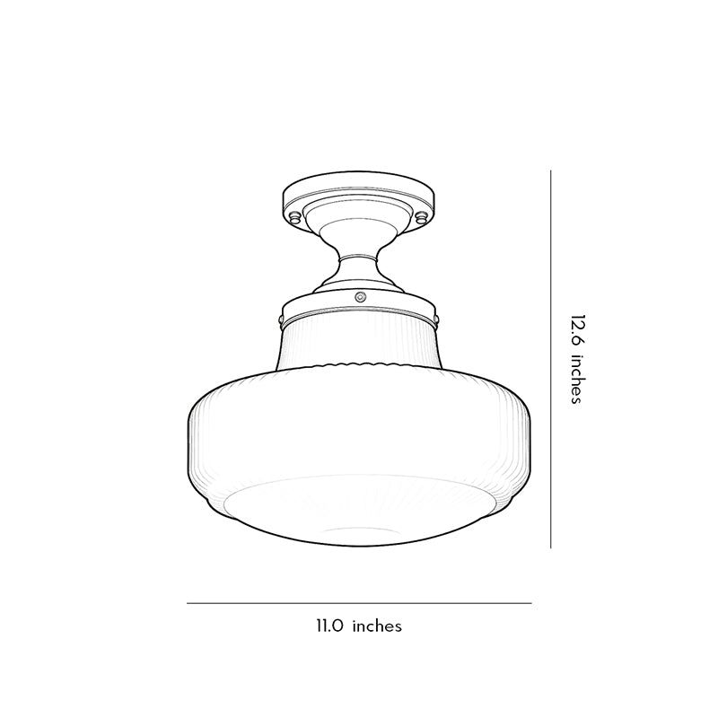 French Vintage Metal Flush Mount Light Fixture – Glass Ceiling Lighting