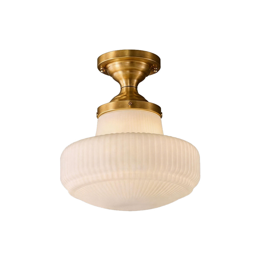 French Vintage Metal Flush Mount Light Fixture – Glass Ceiling Lighting