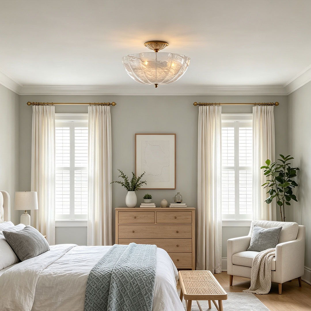 Modern Copper Glass Ceiling Flush Mount Light