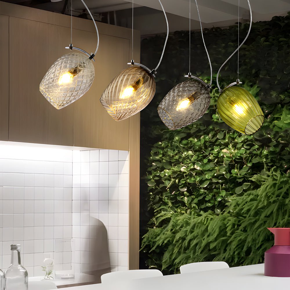 Glass Cup Flower Bud Pendant Light - Height Adjustable Nordic Design