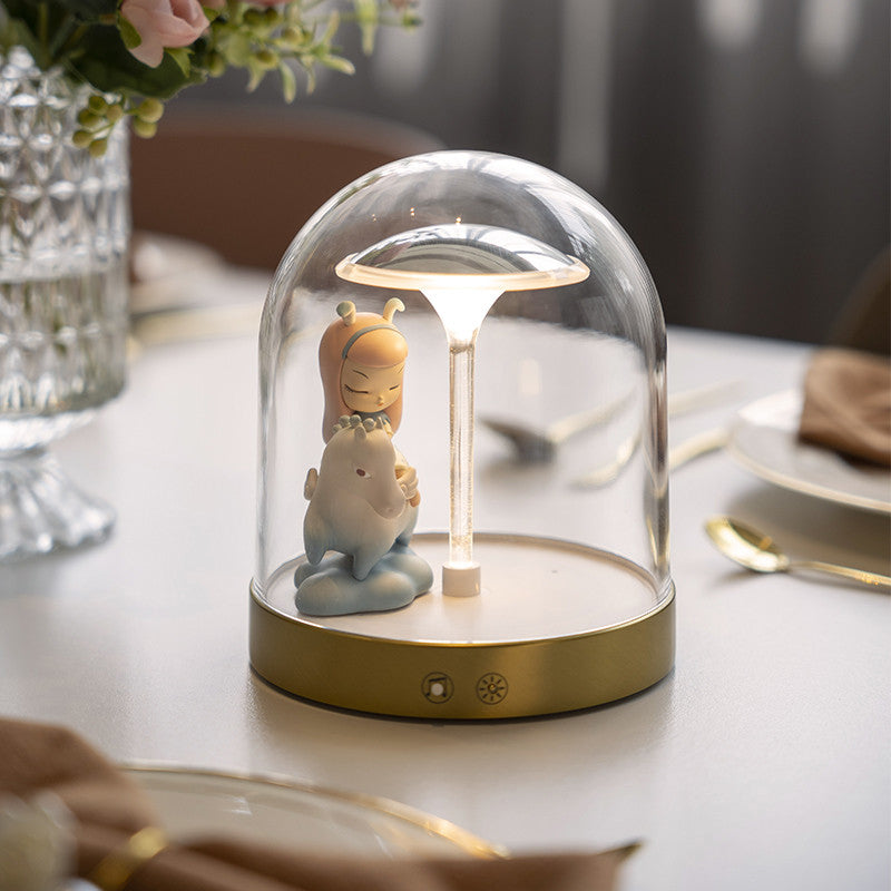 Glass Dome LED Fairy Tale Table Lamp - Decorative Night Light for Home Decor, Unique Gifts, and Bedroom Accent
