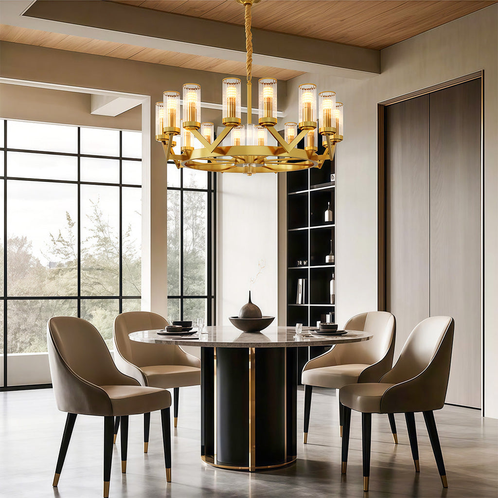 Luxury Copper Glass Drop Chandelier Ceiling Light