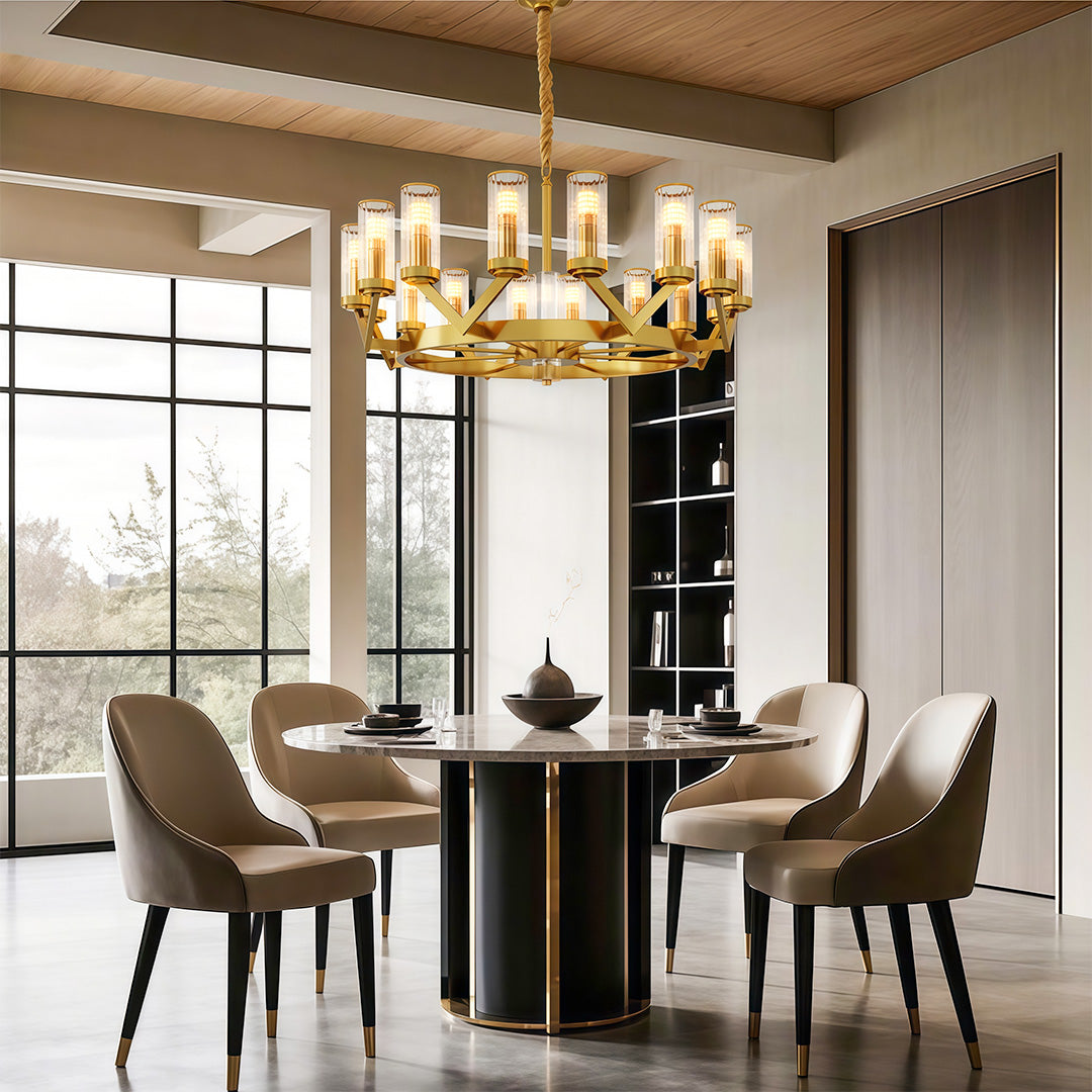 Luxury Copper Glass Drop Chandelier Ceiling Light