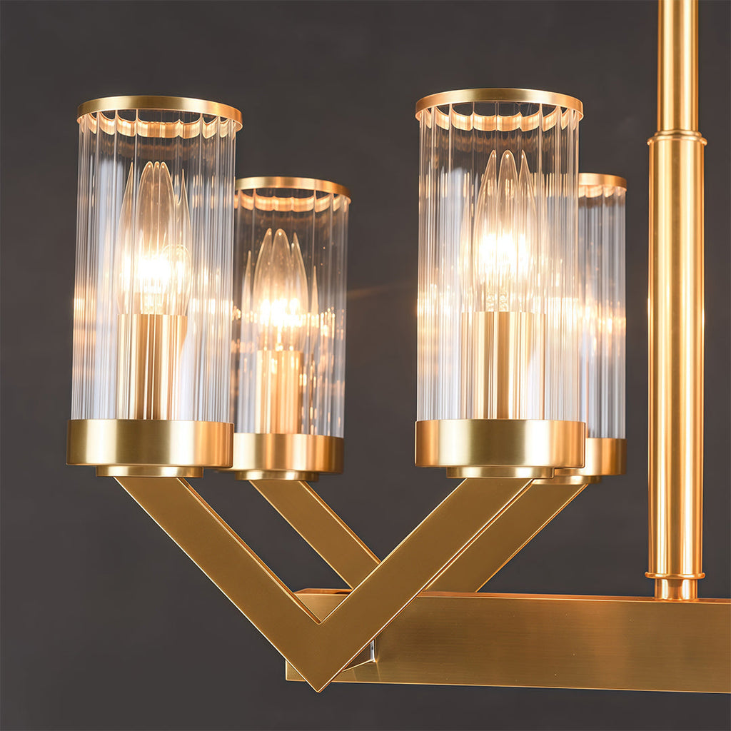 Luxury Copper Glass Drop Chandelier Ceiling Light